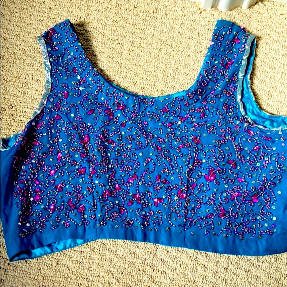 Blue and pink Sari Blouse